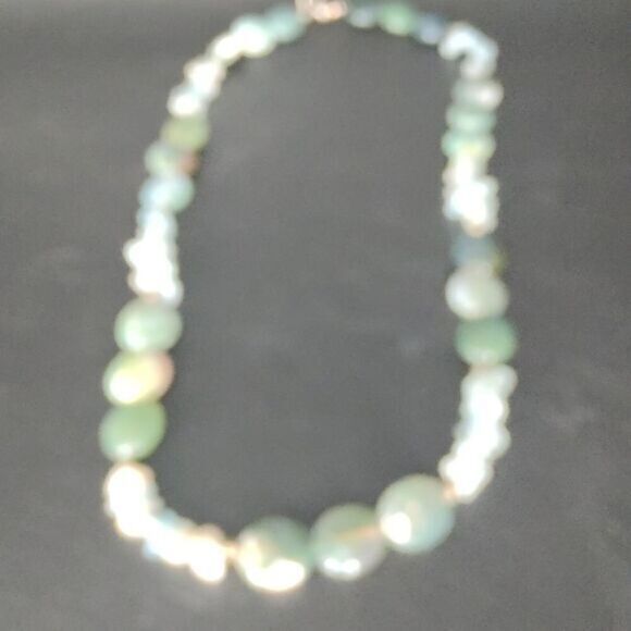 Aquamarine and Jadeite‎ necklace - Picture 2 of 7
